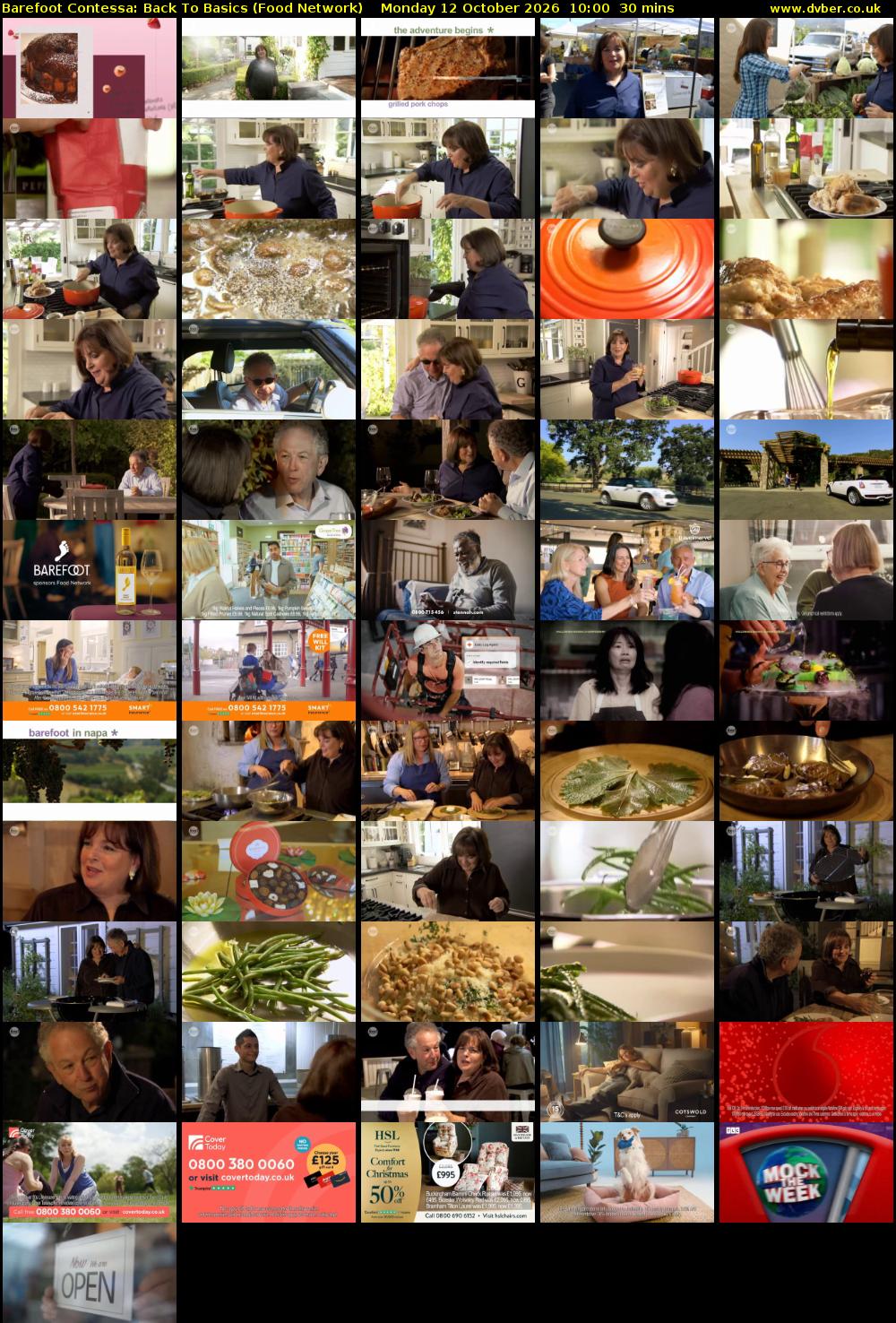 Barefoot Contessa: Back to Basics (Food Network) Monday 12 October 2026 10:00 - 10:30