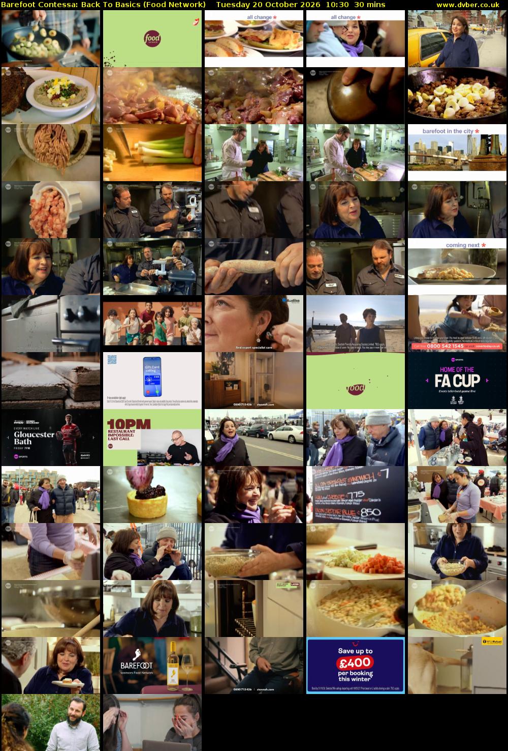 Barefoot Contessa: Back to Basics (Food Network) Tuesday 20 October 2026 10:30 - 11:00