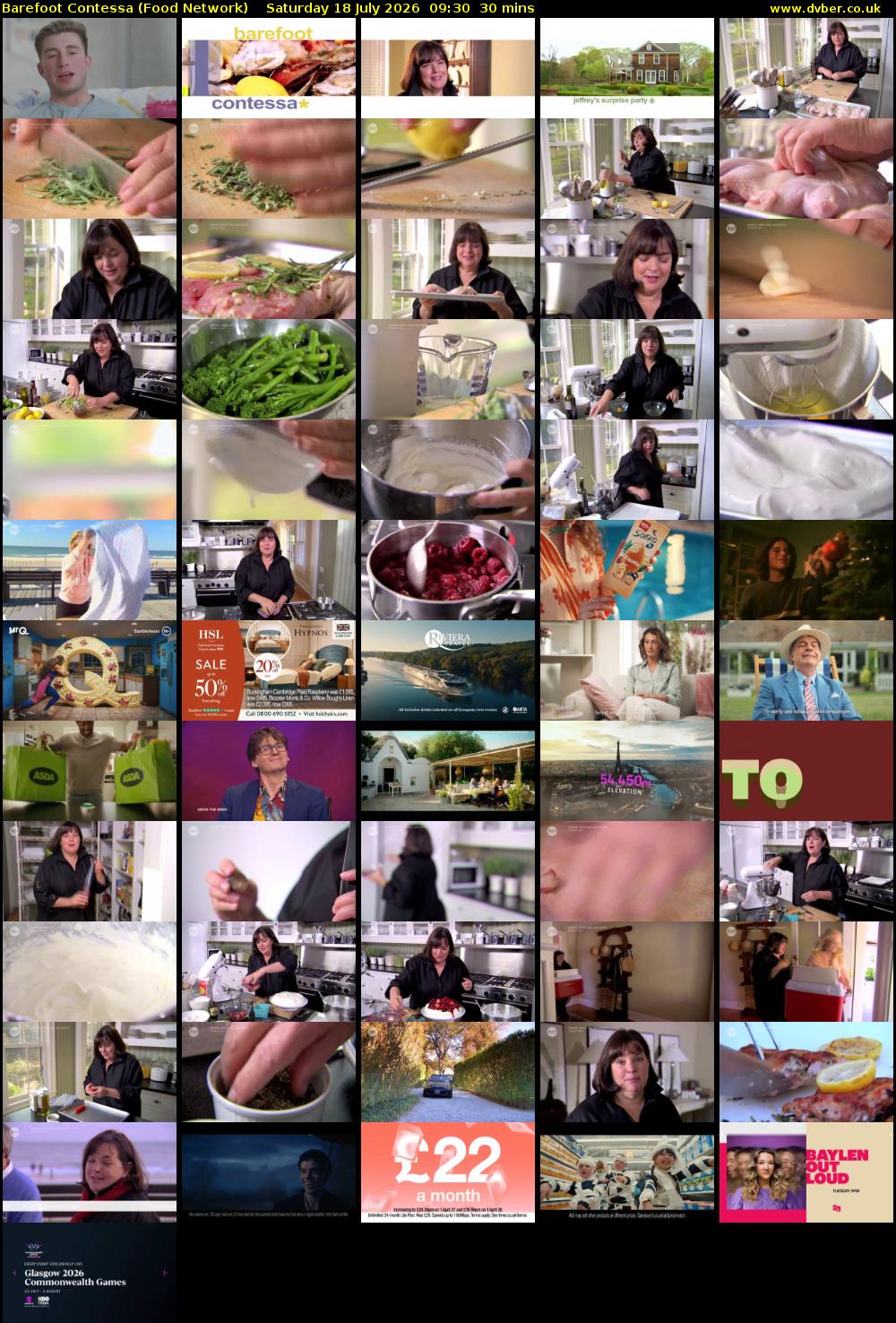 Barefoot Contessa (Food Network) Saturday 18 July 2026 09:30 - 10:00