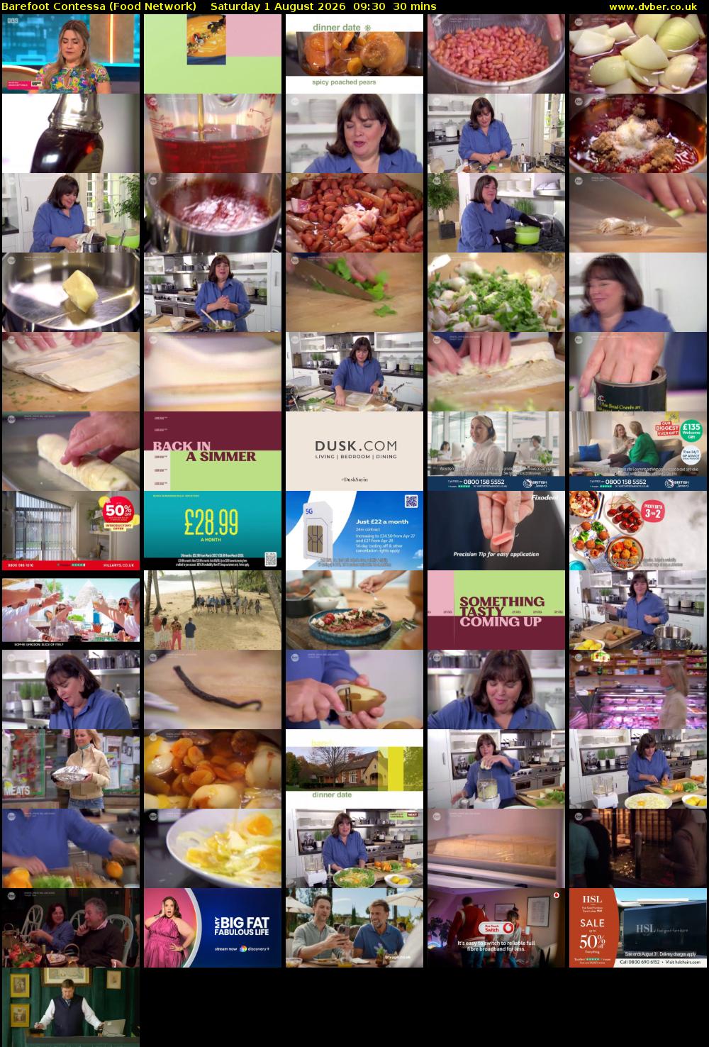 Barefoot Contessa (Food Network) Saturday 1 August 2026 09:30 - 10:00
