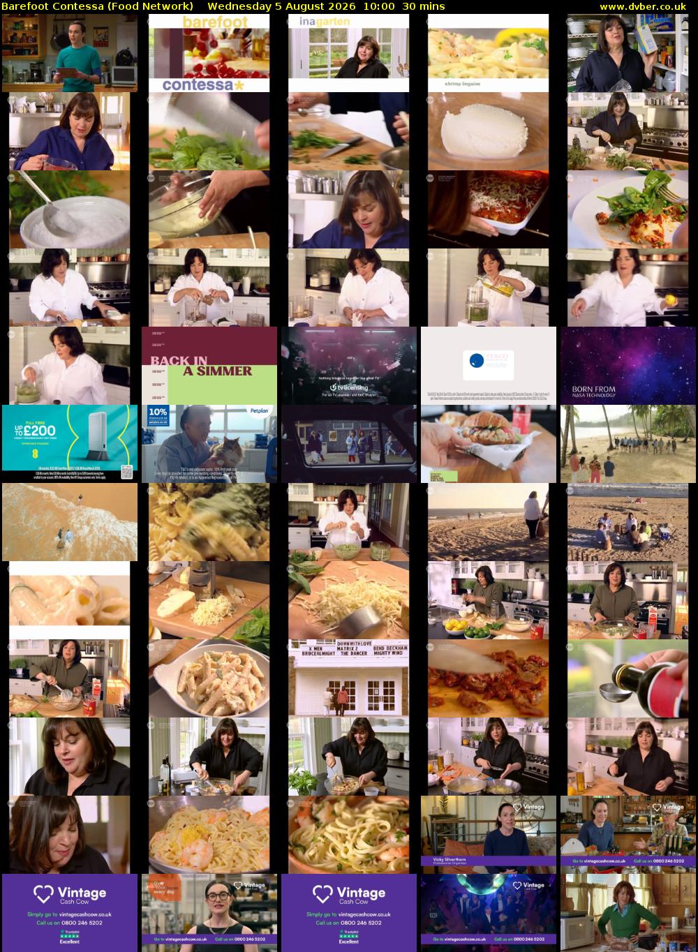 Barefoot Contessa (Food Network) Wednesday 5 August 2026 10:00 - 10:30
