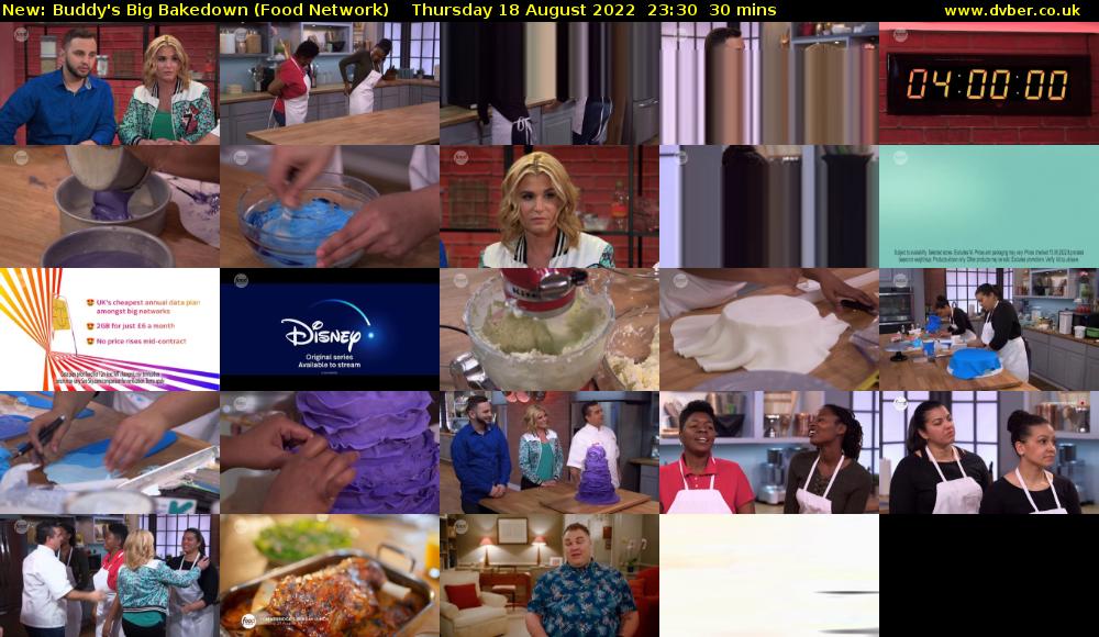Buddy's Big Bakedown (Food Network) Thursday 18 August 2022 23:30 - 00:00