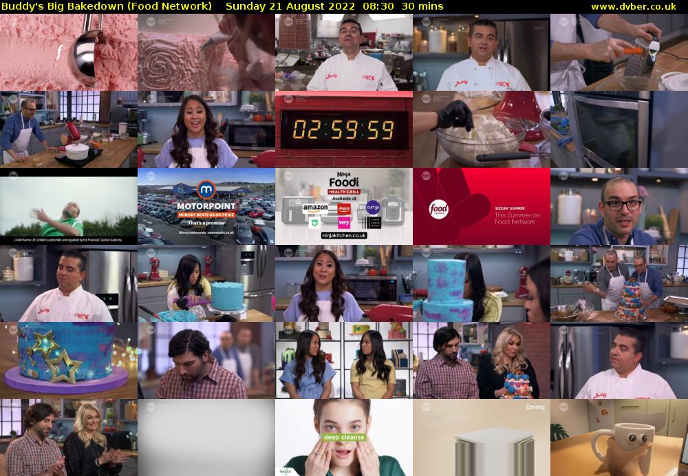 Buddy's Big Bakedown (Food Network) Sunday 21 August 2022 08:30 - 09:00
