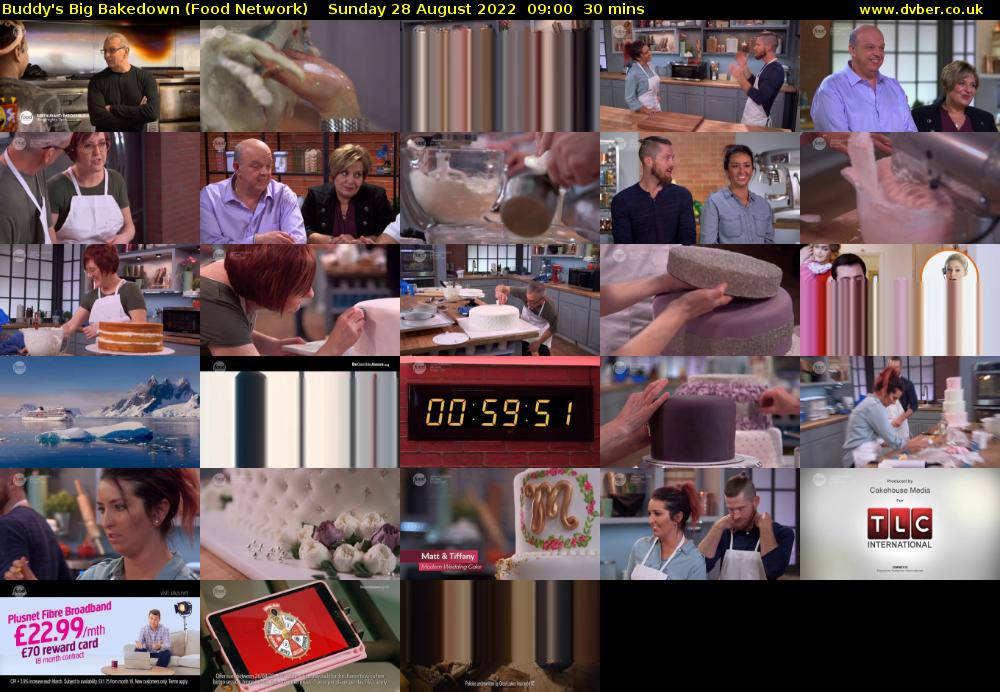 Buddy's Big Bakedown (Food Network) Sunday 28 August 2022 09:00 - 09:30