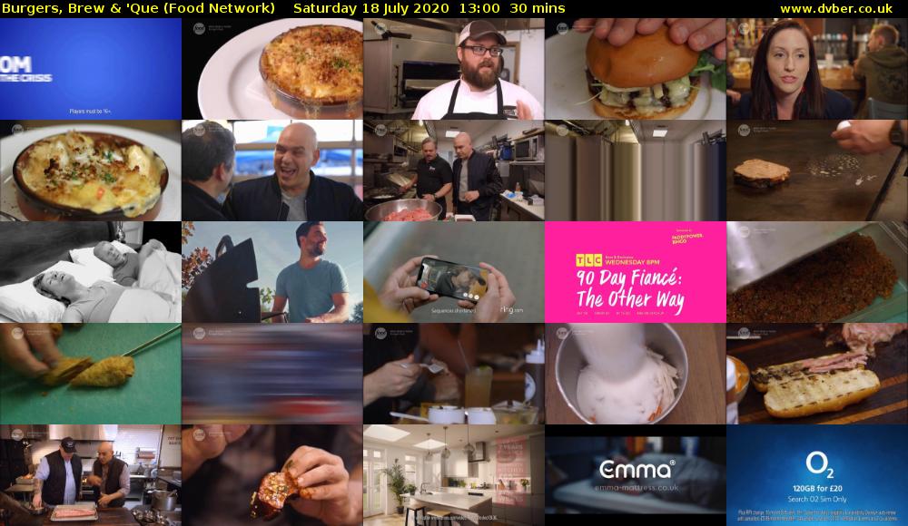 Burgers, Brew & 'Que (Food Network) Saturday 18 July 2020 13:00 - 13:30