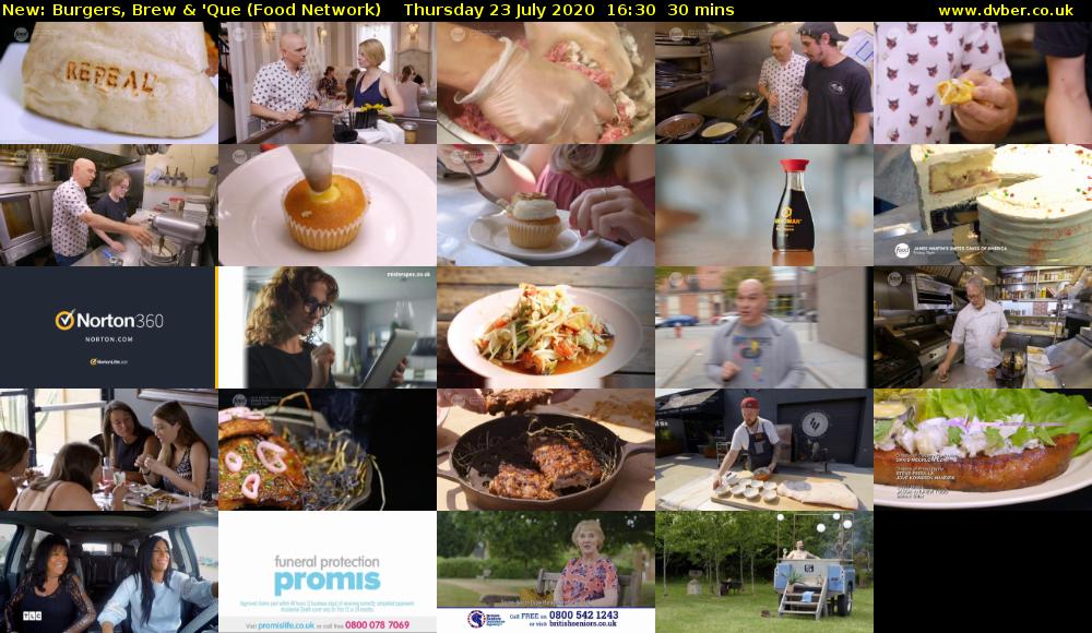 Burgers, Brew & 'Que (Food Network) Thursday 23 July 2020 16:30 - 17:00