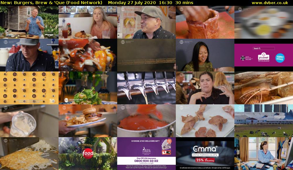 Burgers, Brew & 'Que (Food Network) Monday 27 July 2020 16:30 - 17:00