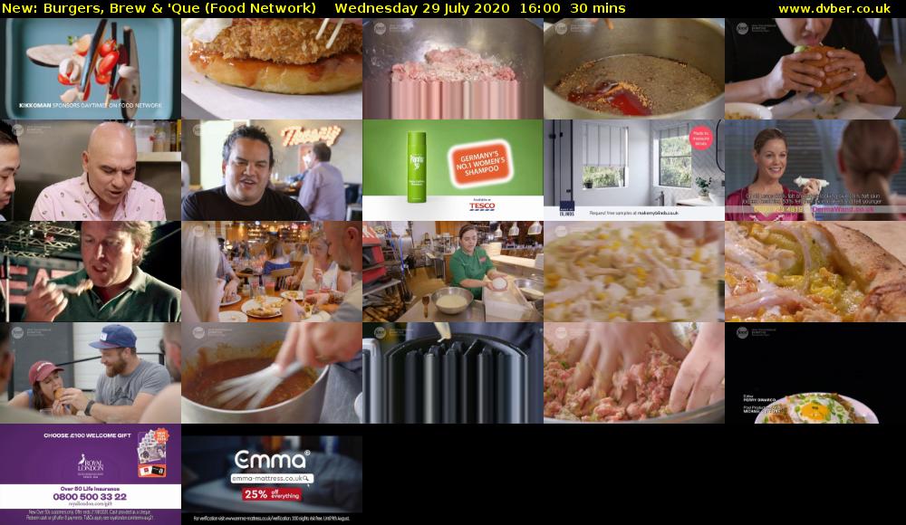 Burgers, Brew & 'Que (Food Network) Wednesday 29 July 2020 16:00 - 16:30