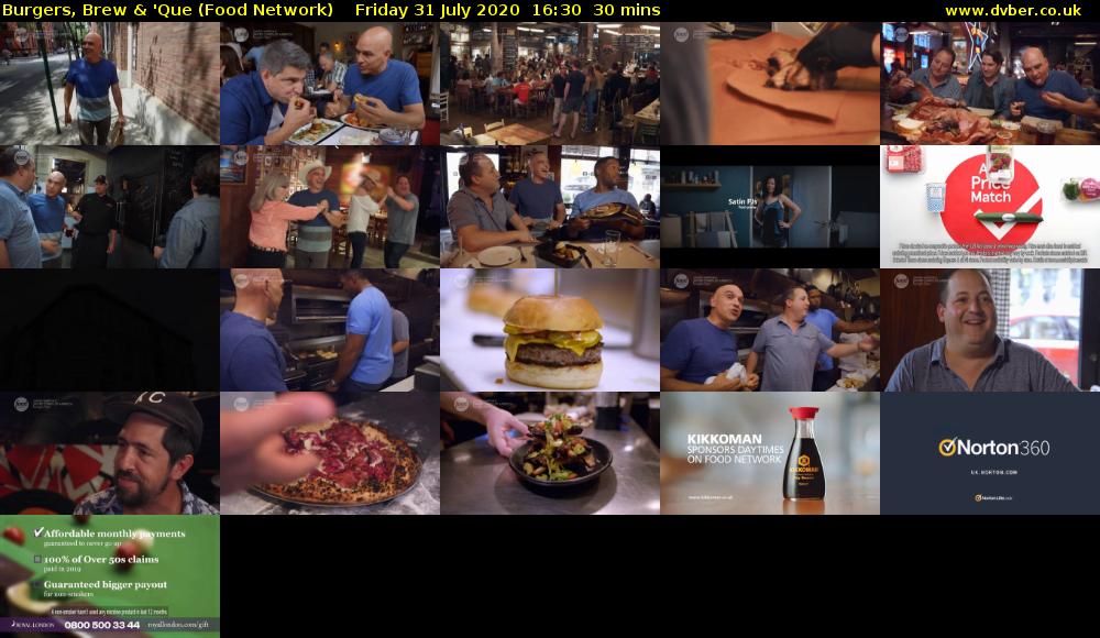 Burgers, Brew & 'Que (Food Network) Friday 31 July 2020 16:30 - 17:00