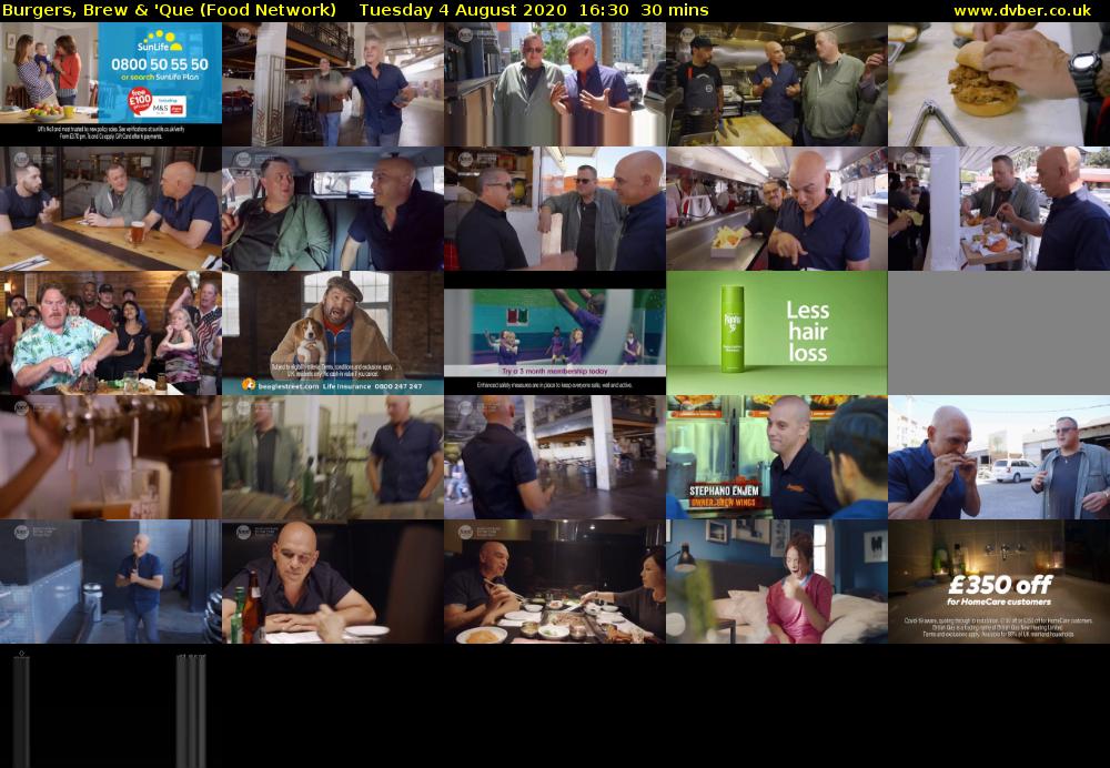 Burgers, Brew & 'Que (Food Network) Tuesday 4 August 2020 16:30 - 17:00
