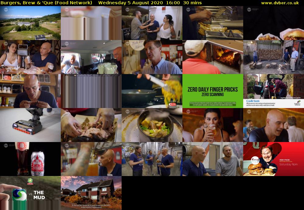 Burgers, Brew & 'Que (Food Network) Wednesday 5 August 2020 16:00 - 16:30