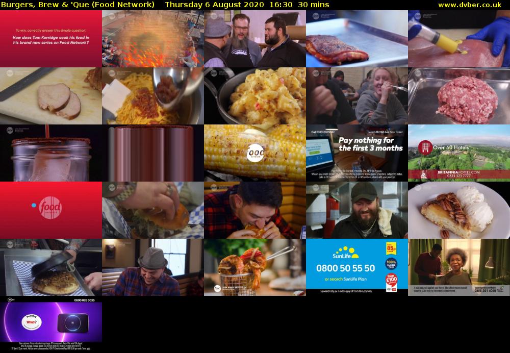 Burgers, Brew & 'Que (Food Network) Thursday 6 August 2020 16:30 - 17:00