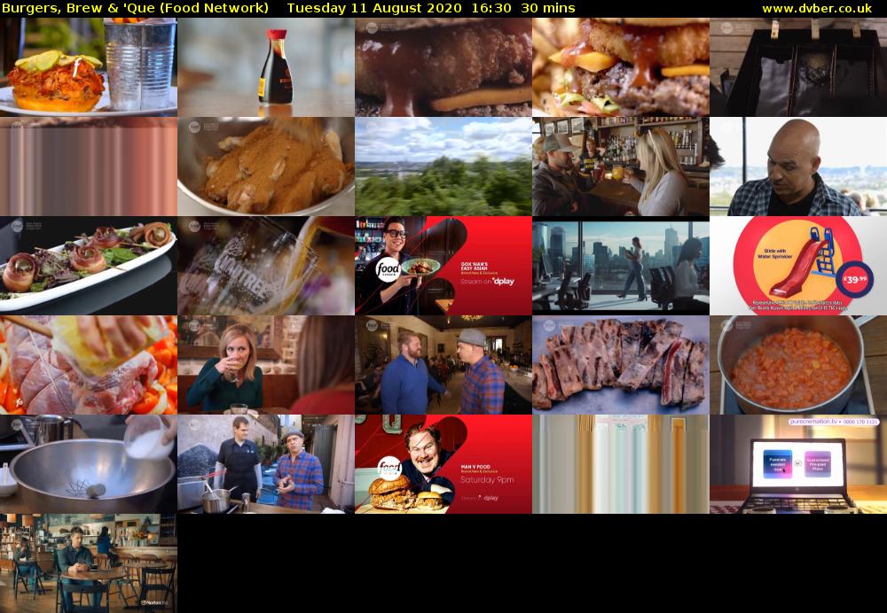 Burgers, Brew & 'Que (Food Network) Tuesday 11 August 2020 16:30 - 17:00