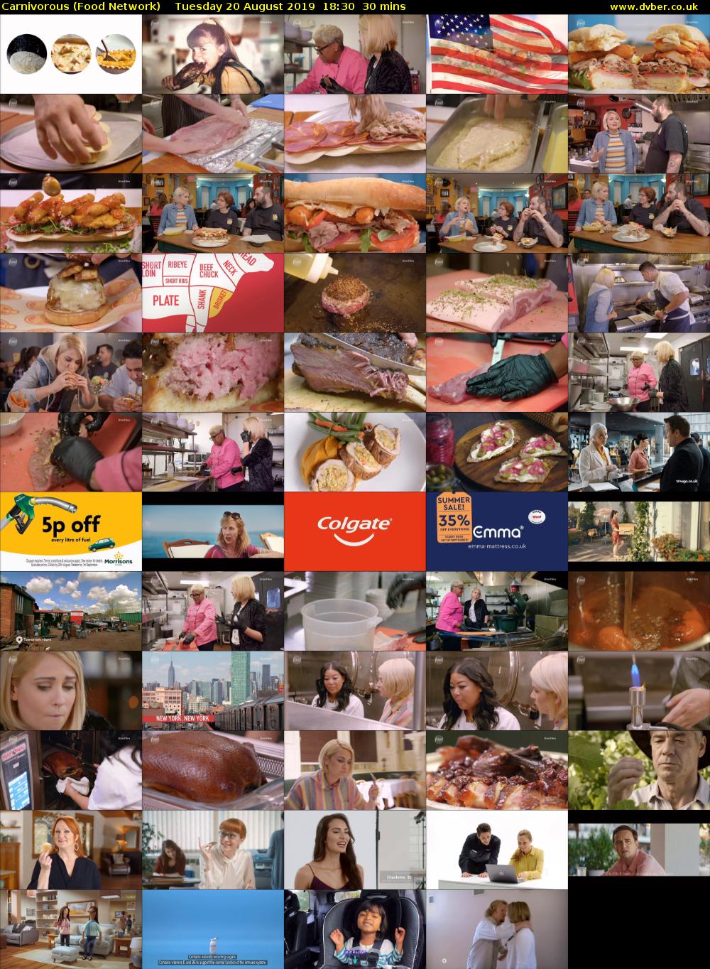 Carnivorous (Food Network) Tuesday 20 August 2019 18:30 - 19:00