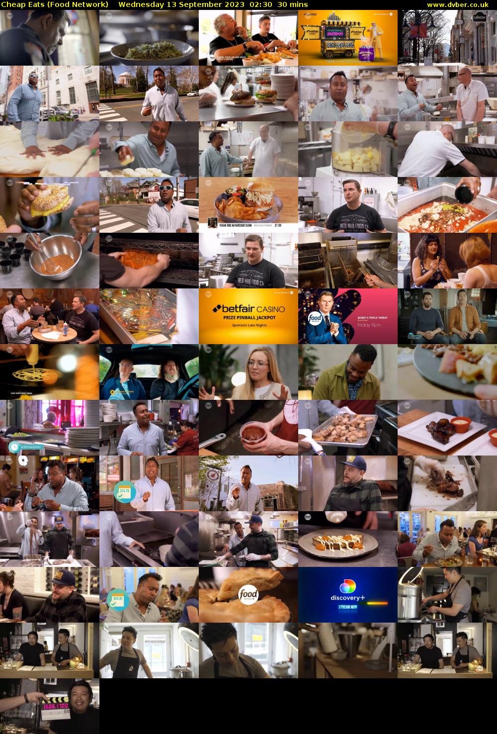 Cheap Eats (Food Network) Wednesday 13 September 2023 02:30 - 03:00