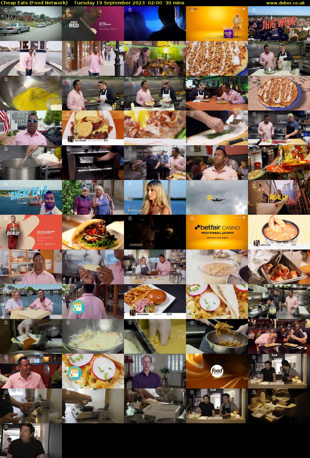 Cheap Eats (Food Network) Tuesday 19 September 2023 02:00 - 02:30