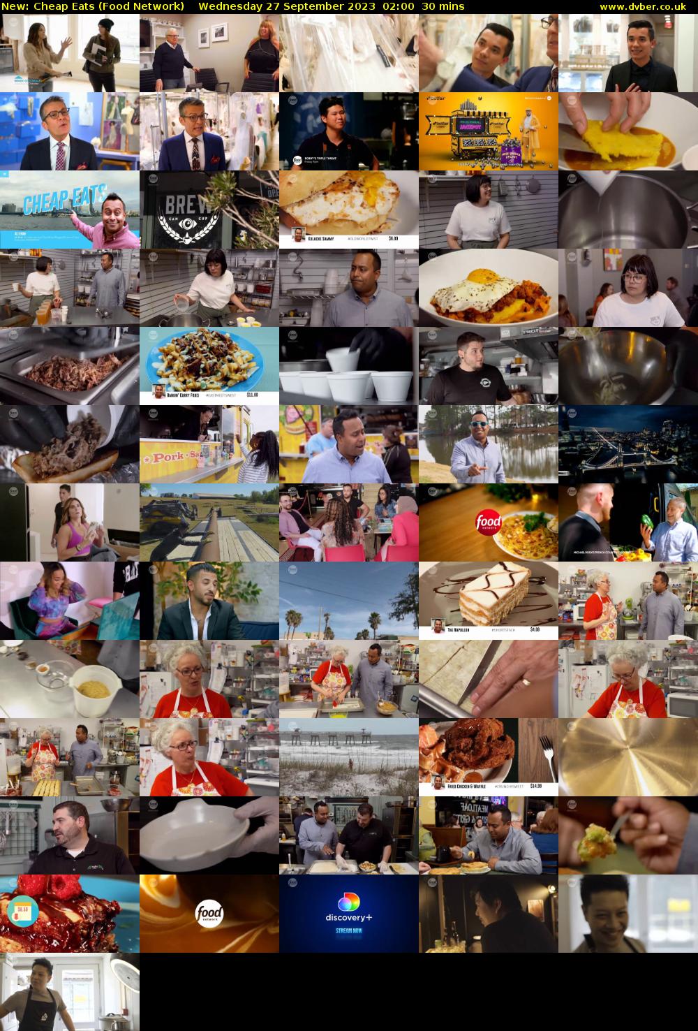 Cheap Eats (Food Network) Wednesday 27 September 2023 02:00 - 02:30