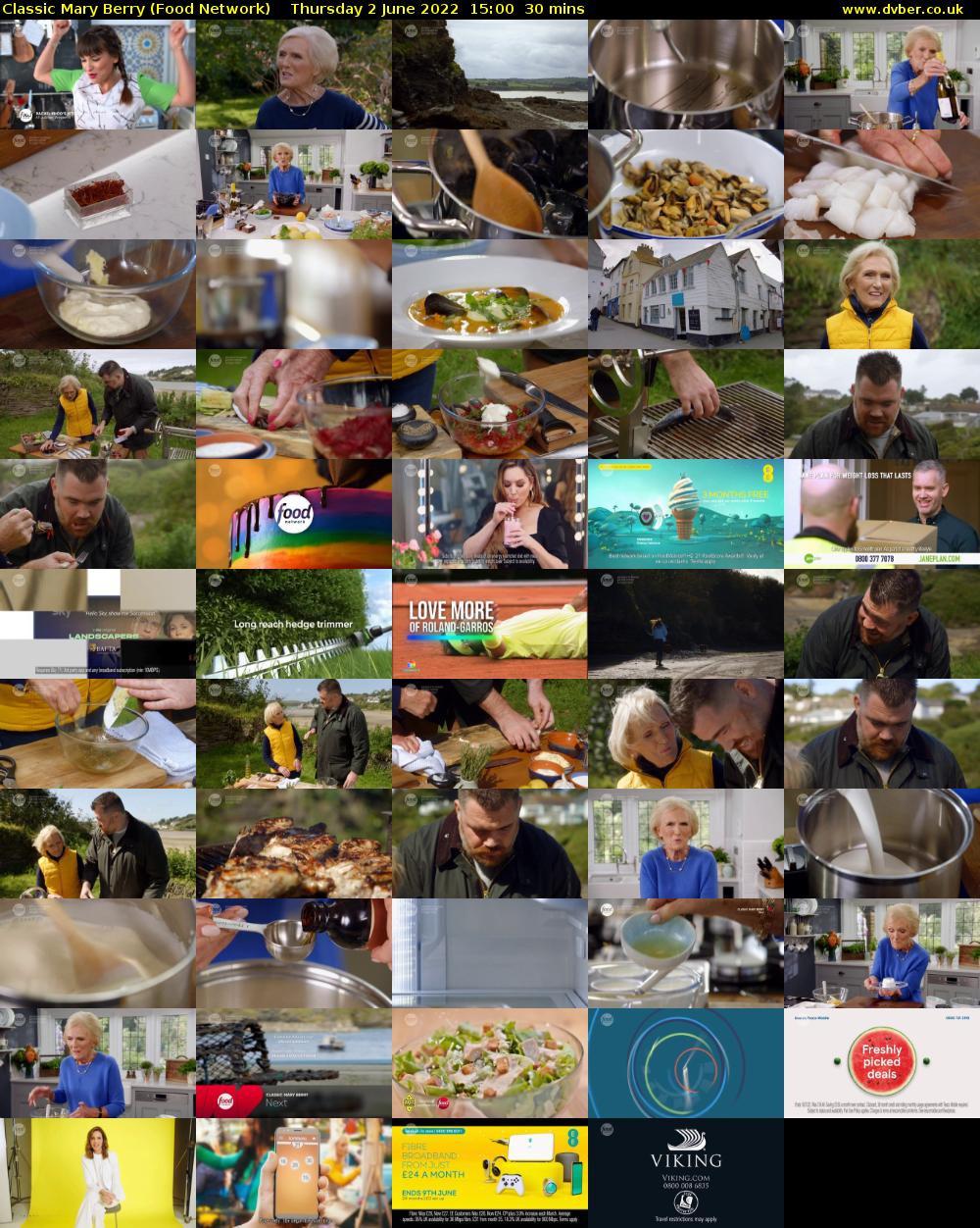 Classic Mary Berry (Food Network) Thursday 2 June 2022 15:00 - 15:30