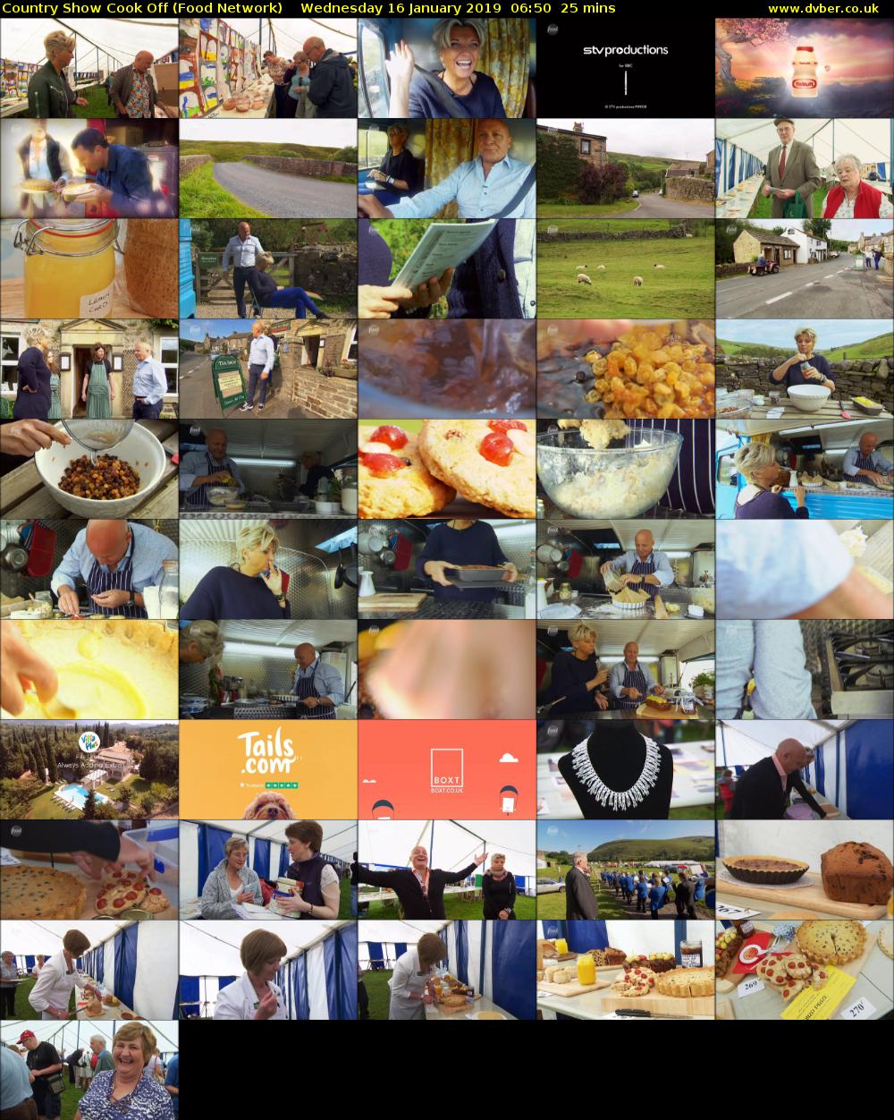 Country Show Cook Off (Food Network) Wednesday 16 January 2019 06:50 - 07:15