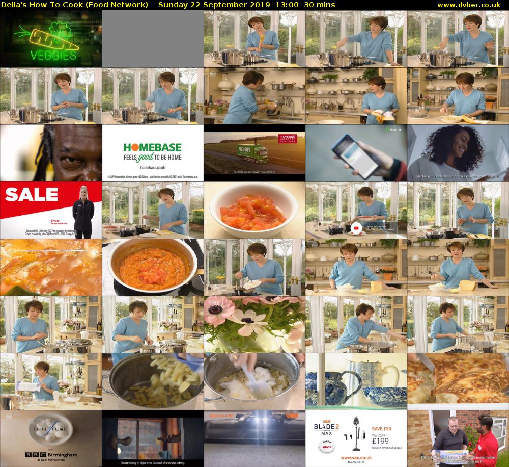 Delia's How To Cook (Food Network) Sunday 22 September 2019 13:00 - 13:30