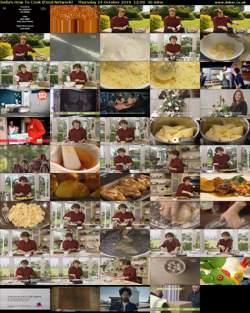 Delia's How To Cook (Food Network) Thursday 24 October 2019 12:00 - 12:30