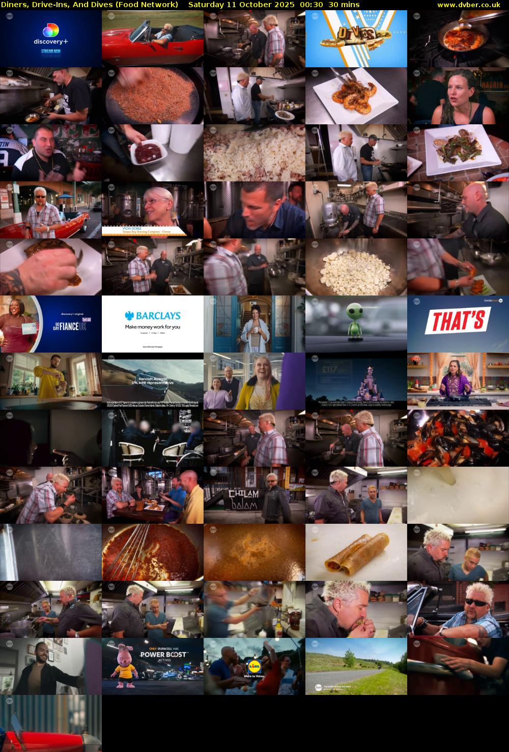 Diners, Drive-Ins, And Dives (Food Network) Saturday 11 October 2025 00:30 - 01:00