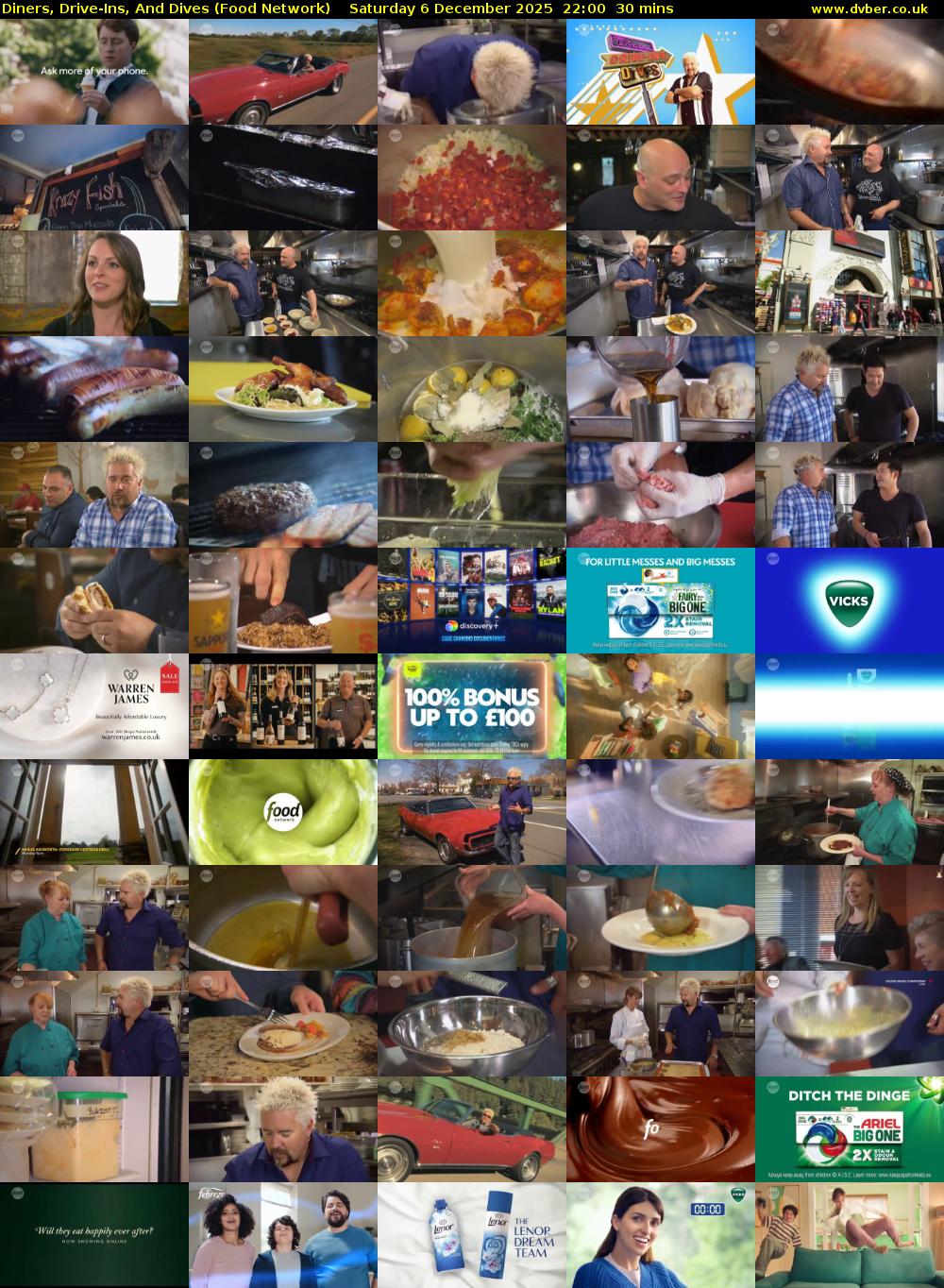 Diners, Drive-Ins, And Dives (Food Network) Saturday 6 December 2025 22:00 - 22:30