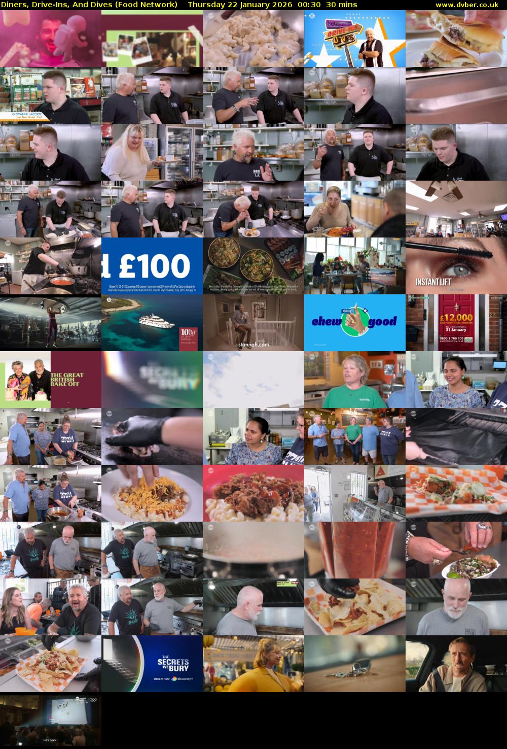 Diners, Drive-Ins, And Dives (Food Network) Thursday 22 January 2026 00:30 - 01:00