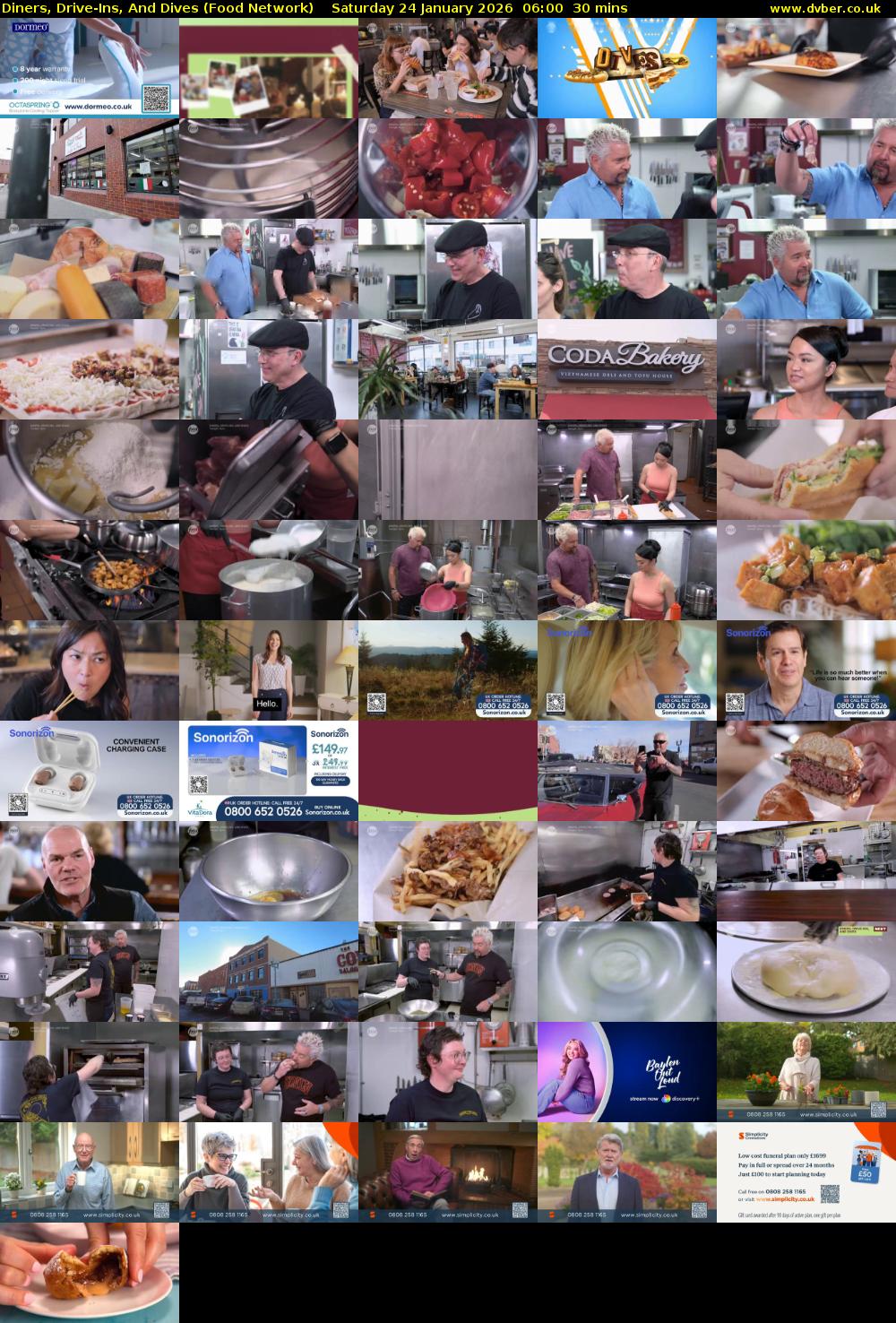 Diners, Drive-Ins, And Dives (Food Network) Saturday 24 January 2026 06:00 - 06:30