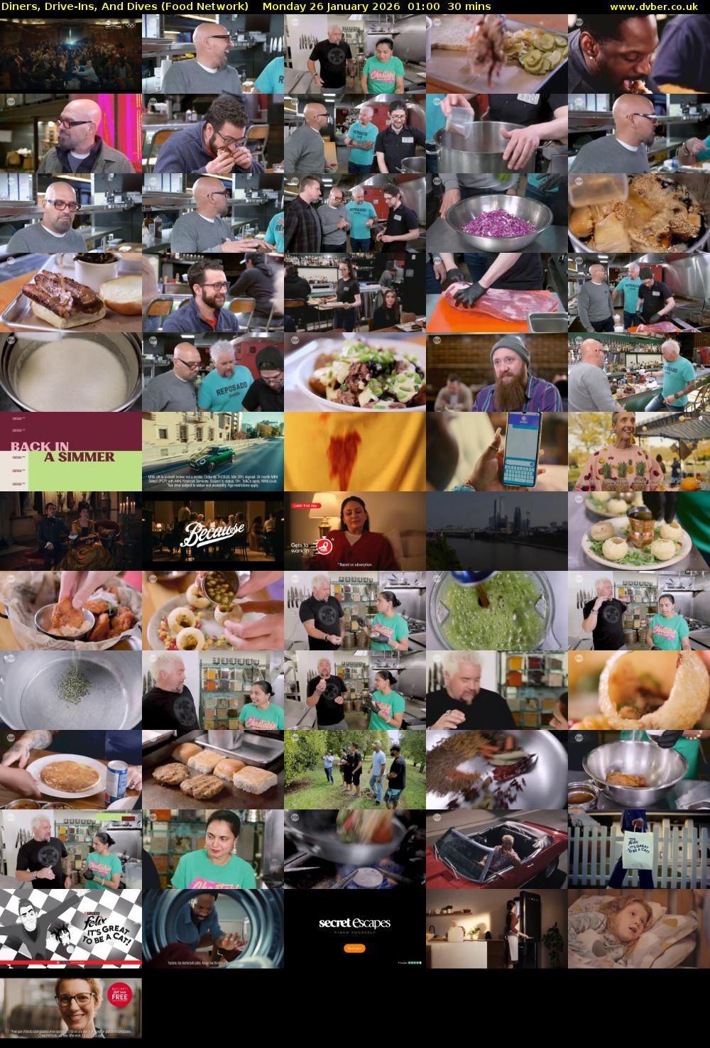 Diners, Drive-Ins, And Dives (Food Network) Monday 26 January 2026 01:00 - 01:30