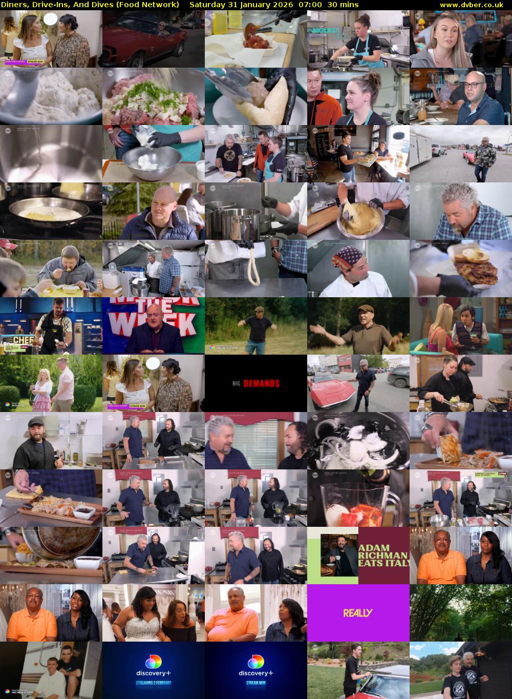 Diners, Drive-Ins, And Dives (Food Network) Saturday 31 January 2026 07:00 - 07:30
