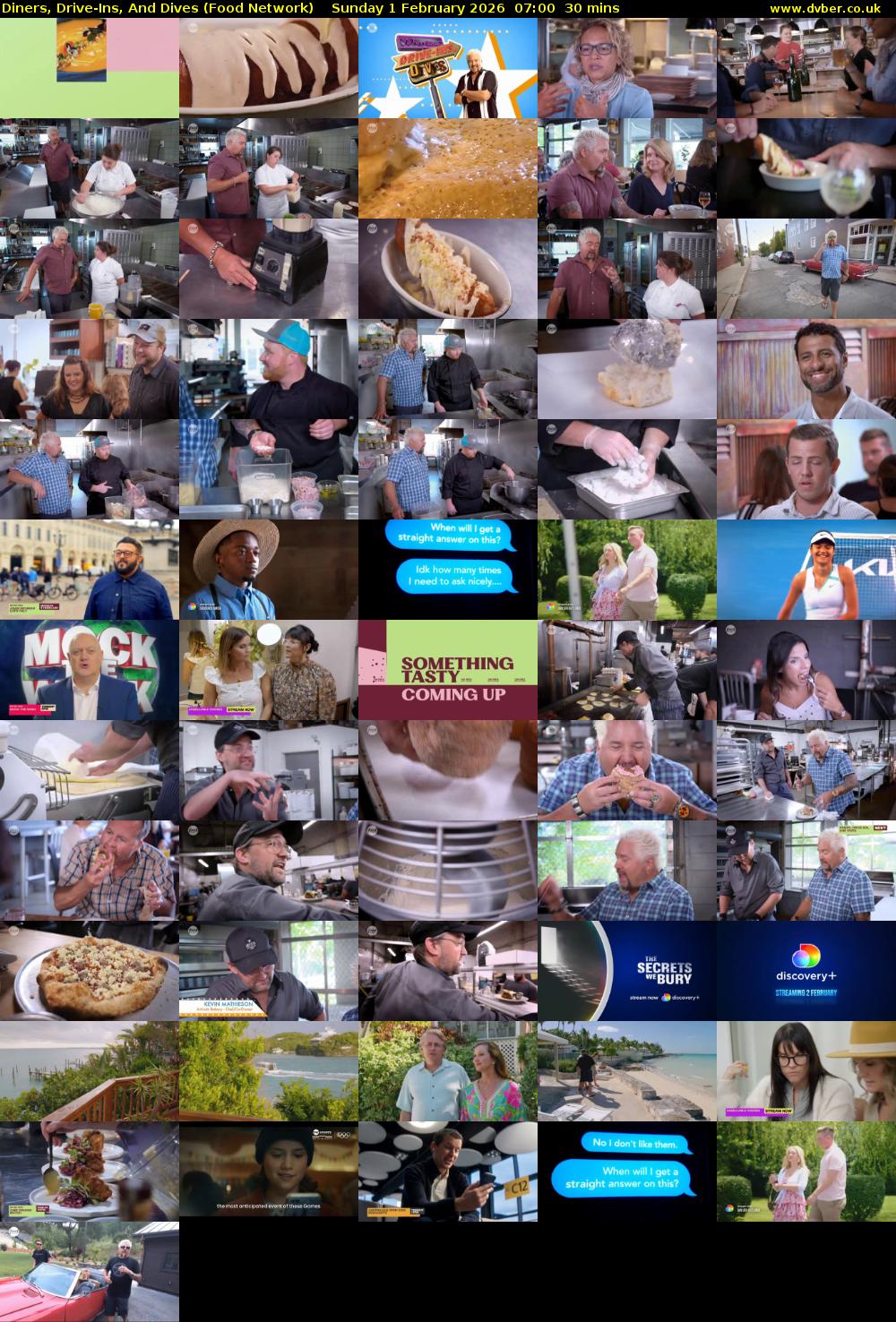 Diners, Drive-Ins, And Dives (Food Network) Sunday 1 February 2026 07:00 - 07:30