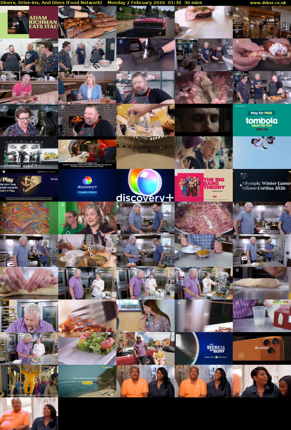 Diners, Drive-Ins, And Dives (Food Network) Monday 2 February 2026 01:30 - 02:00