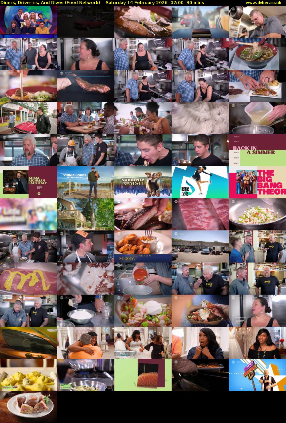 Diners, Drive-Ins, And Dives (Food Network) Saturday 14 February 2026 07:00 - 07:30