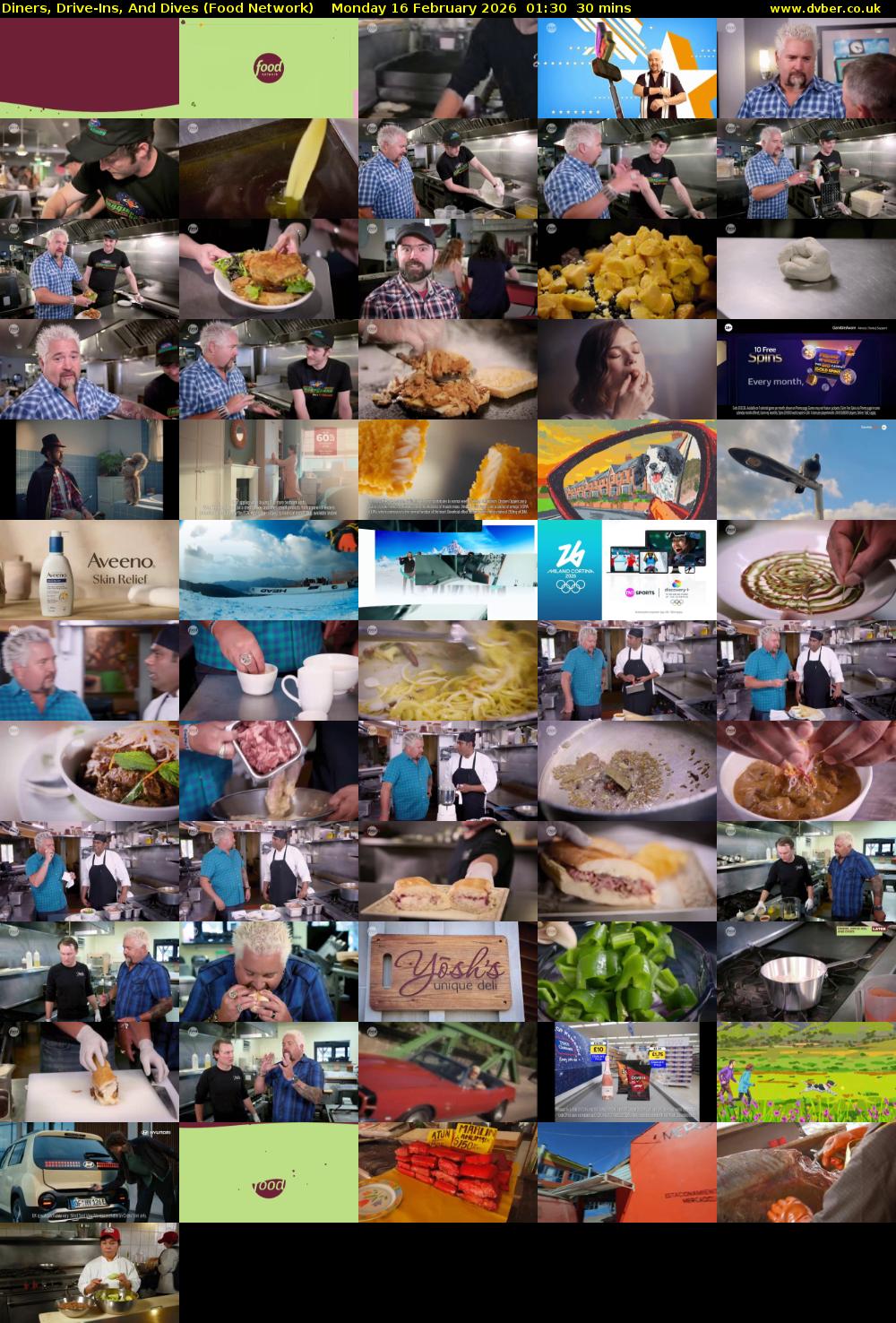 Diners, Drive-Ins, And Dives (Food Network) Monday 16 February 2026 01:30 - 02:00