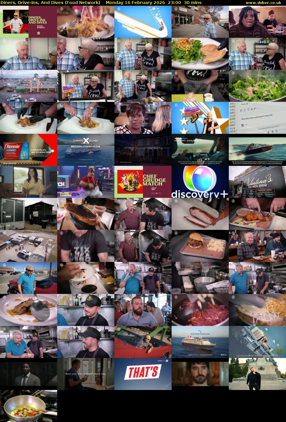 Diners, Drive-Ins, And Dives (Food Network) Monday 16 February 2026 23:00 - 23:30