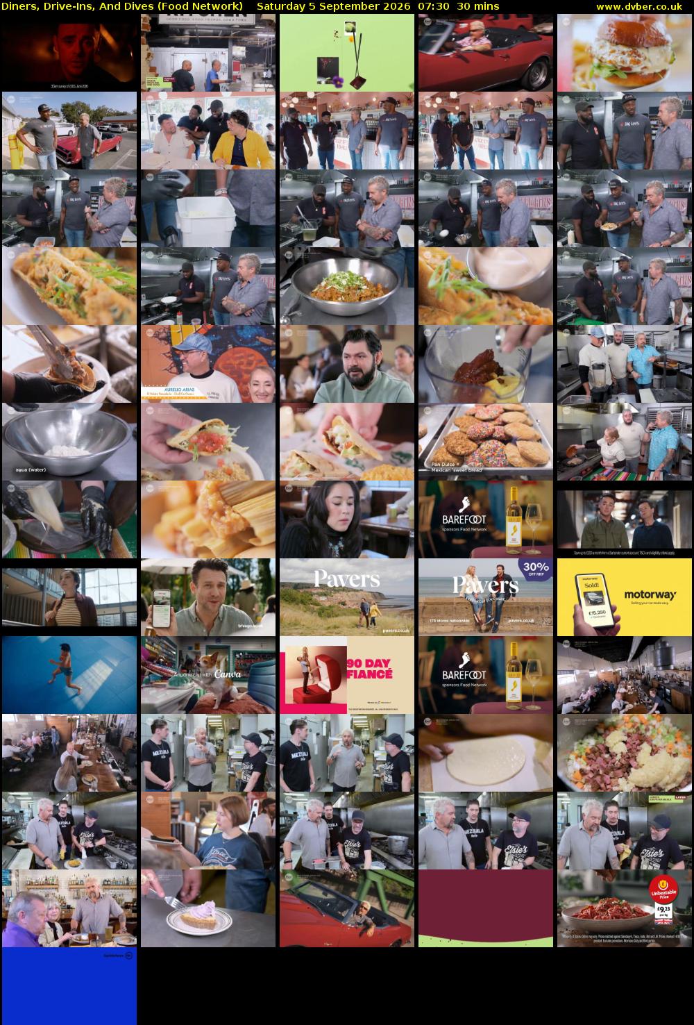 Diners, Drive-Ins, And Dives (Food Network) Saturday 5 September 2026 07:30 - 08:00
