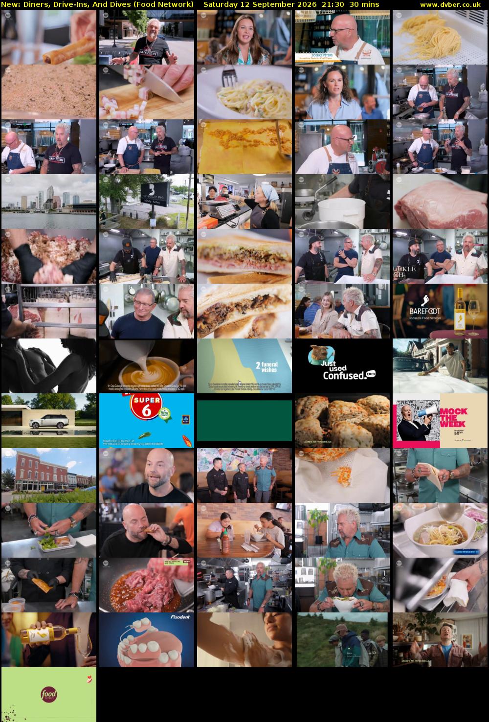 Diners, Drive-Ins, And Dives (Food Network) Saturday 12 September 2026 21:30 - 22:00