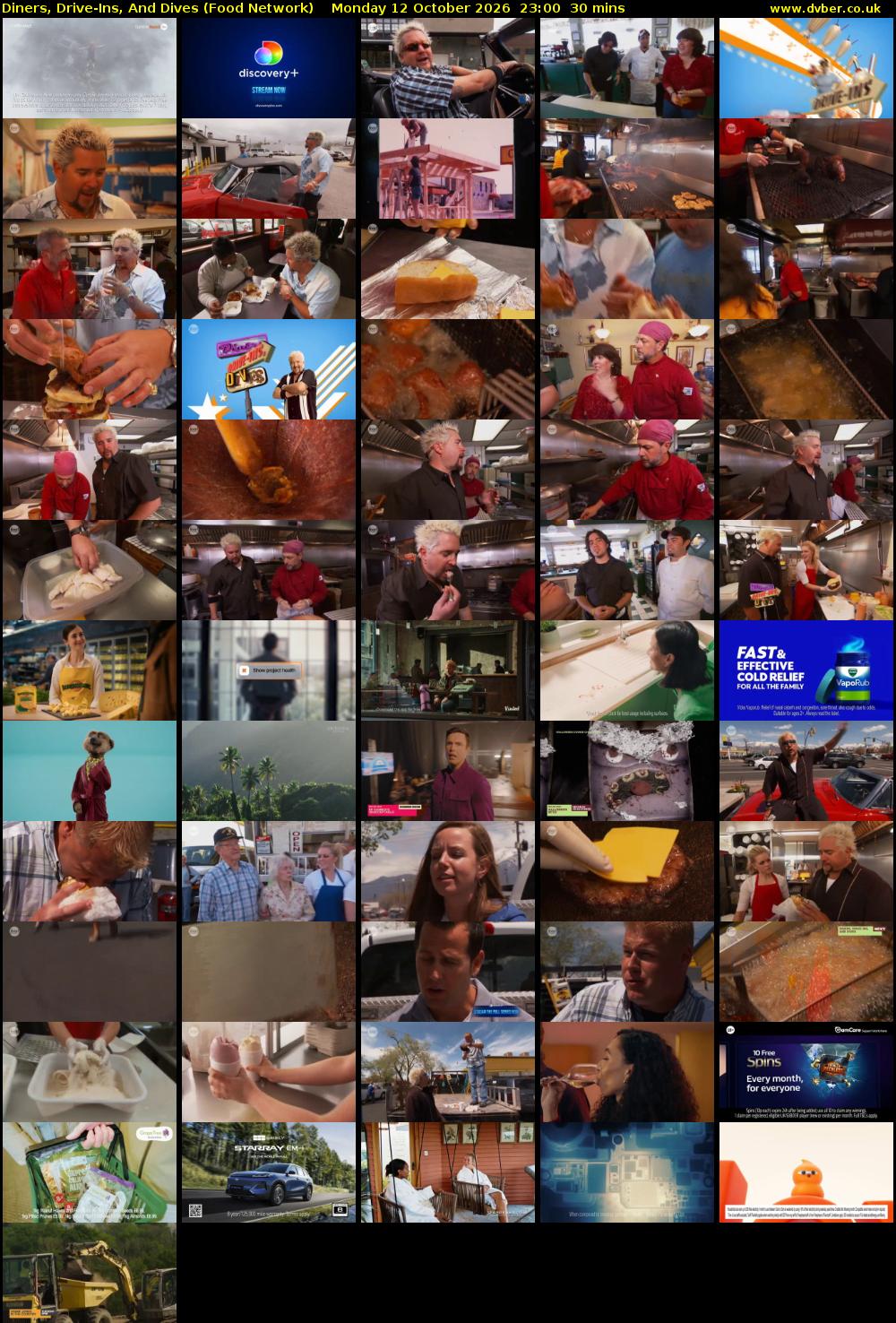 Diners, Drive-Ins, And Dives (Food Network) Monday 12 October 2026 23:00 - 23:30