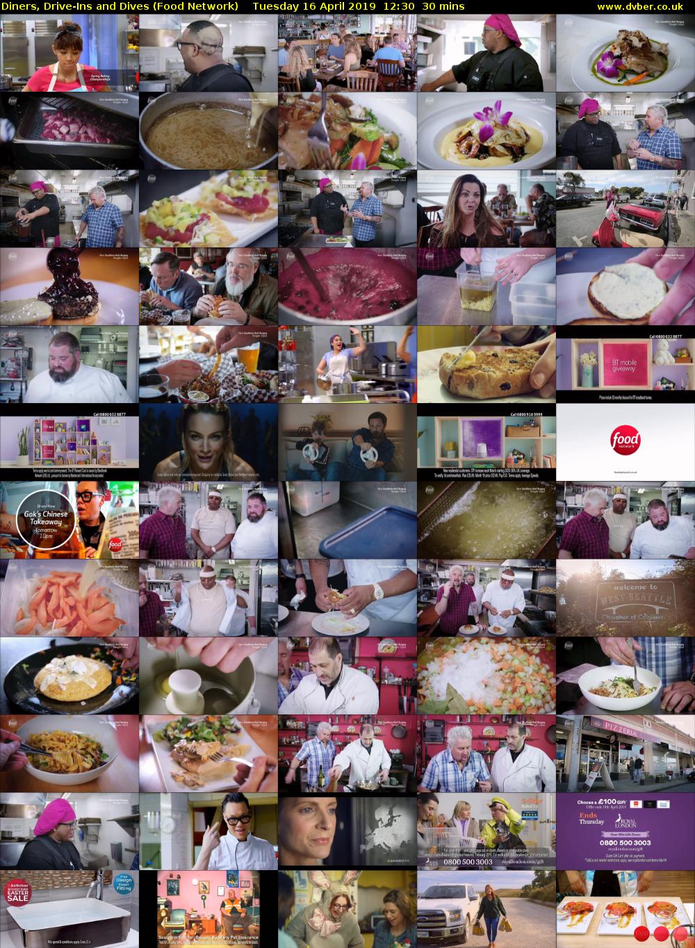 Diners, Drive-Ins and Dives (Food Network) Tuesday 16 April 2019 12:30 - 13:00