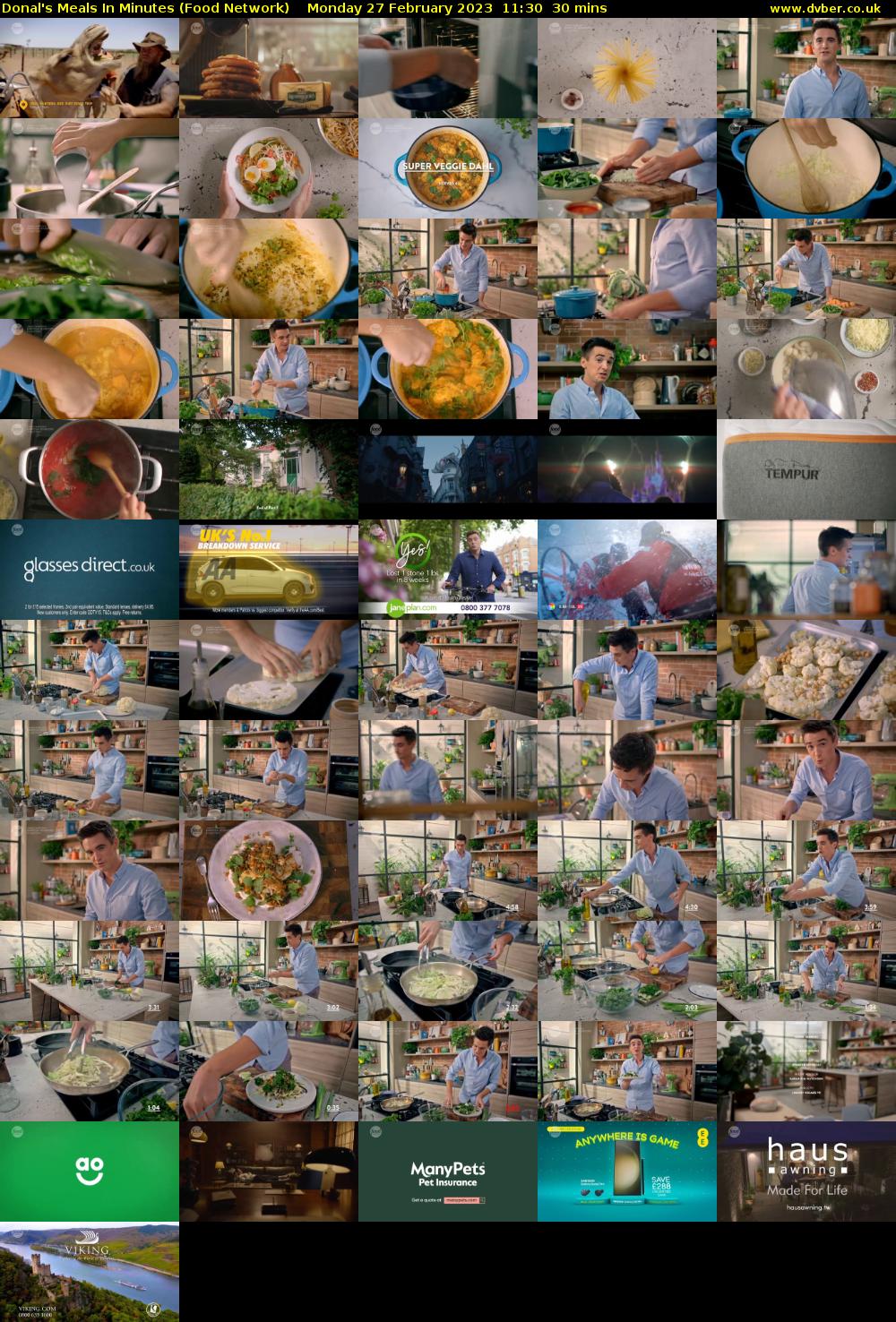 Donal's Meals In Minutes (Food Network) Monday 27 February 2023 11:30 - 12:00