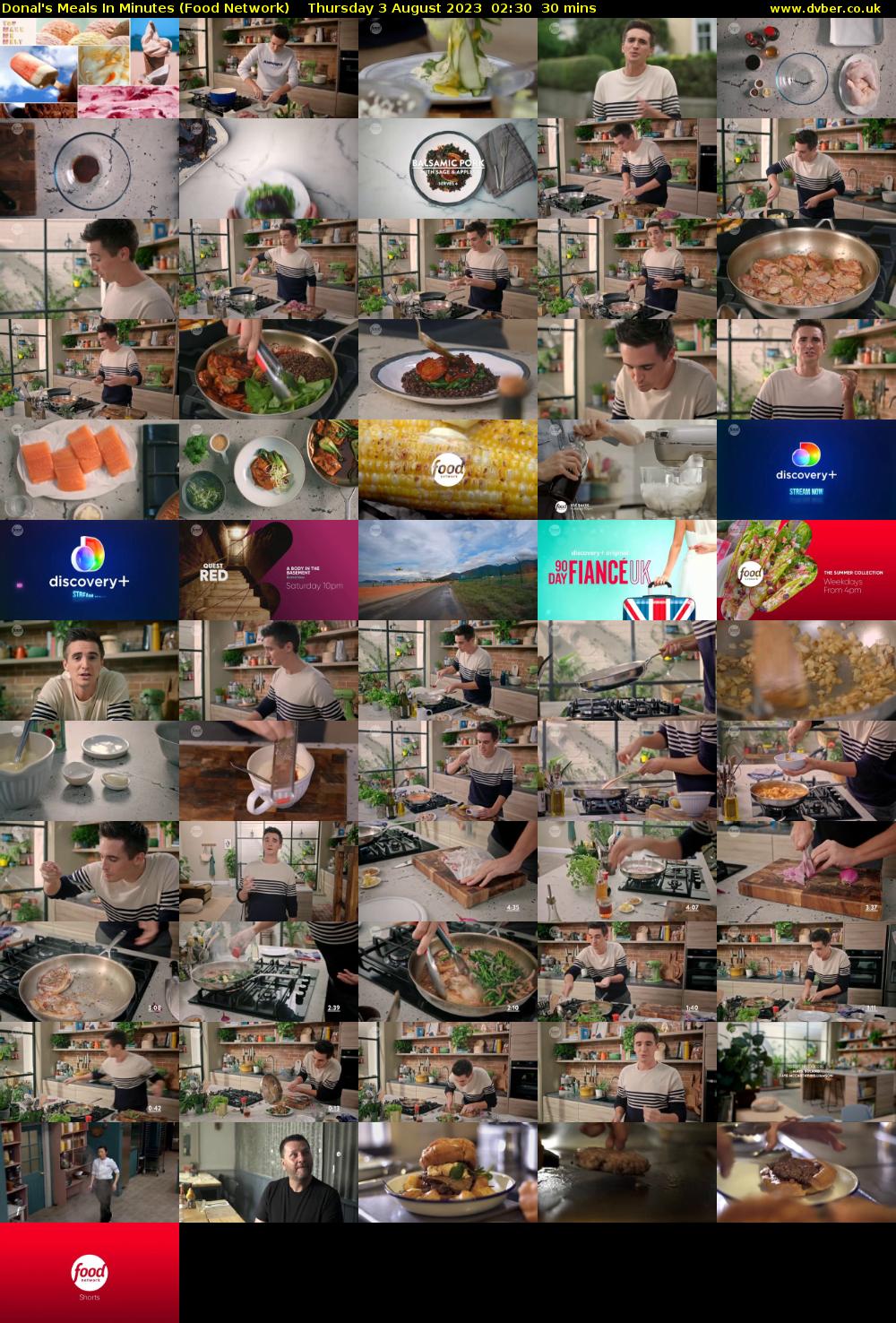 Donal's Meals In Minutes (Food Network) Thursday 3 August 2023 02:30 - 03:00