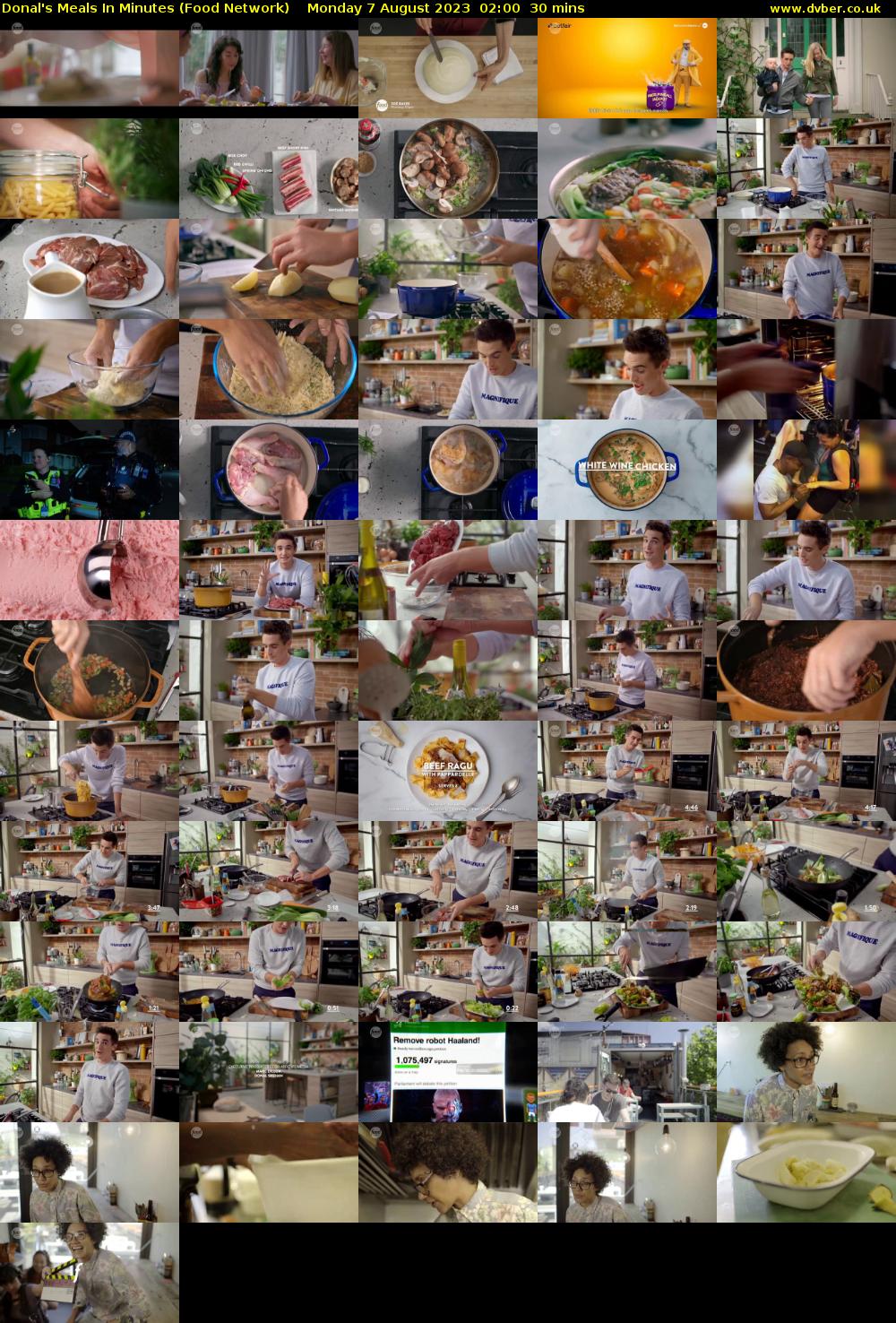 Donal's Meals In Minutes (Food Network) Monday 7 August 2023 02:00 - 02:30