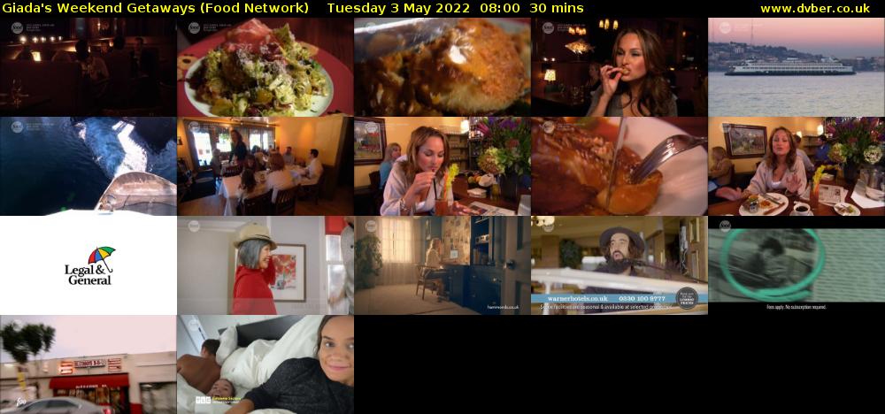 Giada's Weekend Getaways (Food Network) Tuesday 3 May 2022 08:00 - 08:30