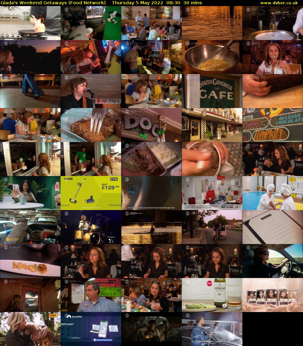 Giada's Weekend Getaways (Food Network) Thursday 5 May 2022 08:30 - 09:00