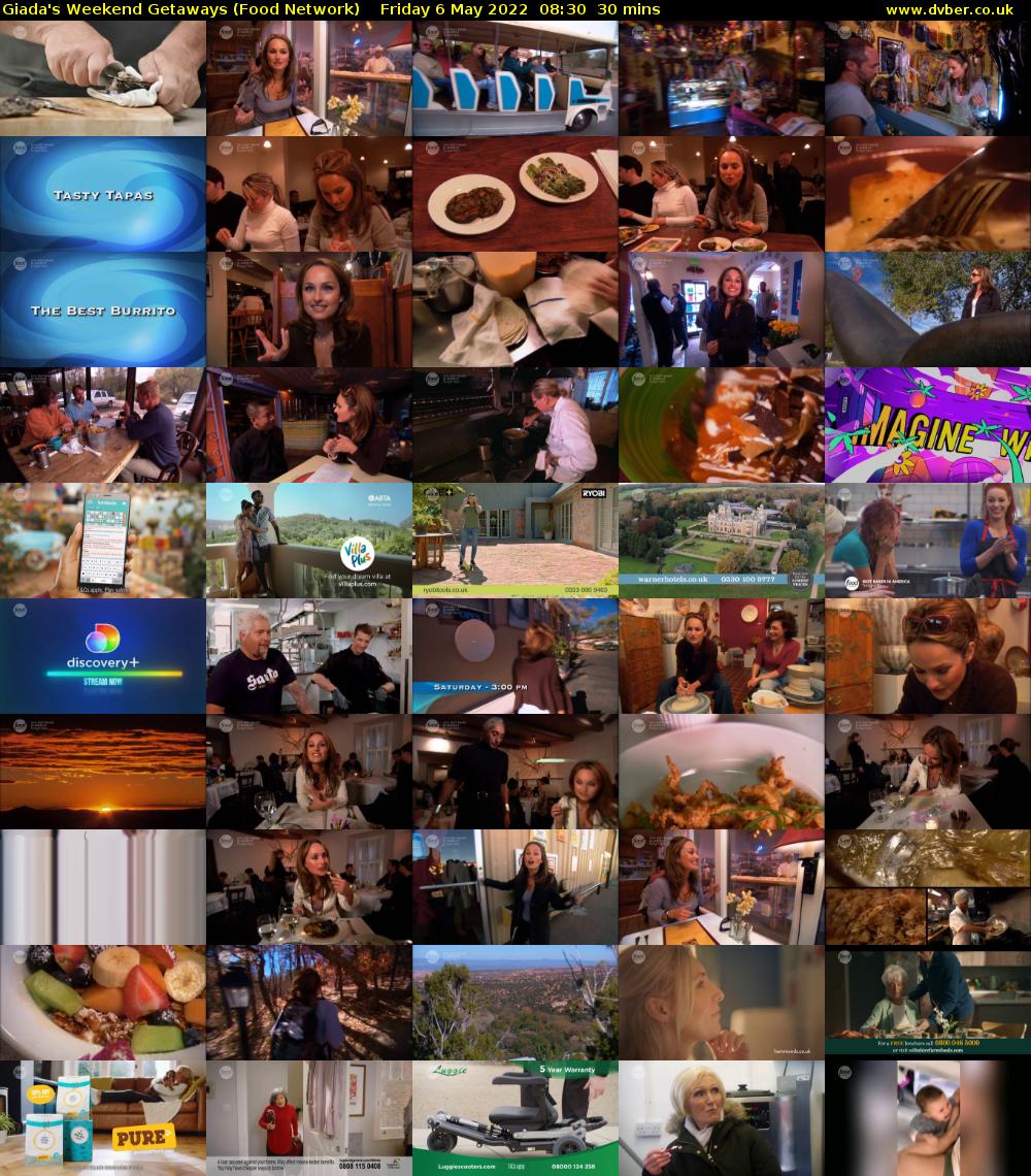 Giada's Weekend Getaways (Food Network) Friday 6 May 2022 08:30 - 09:00