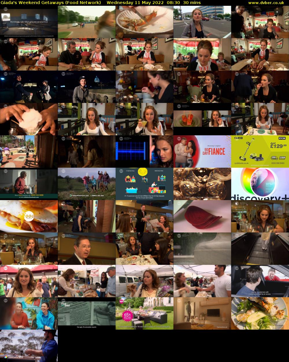 Giada's Weekend Getaways (Food Network) Wednesday 11 May 2022 08:30 - 09:00