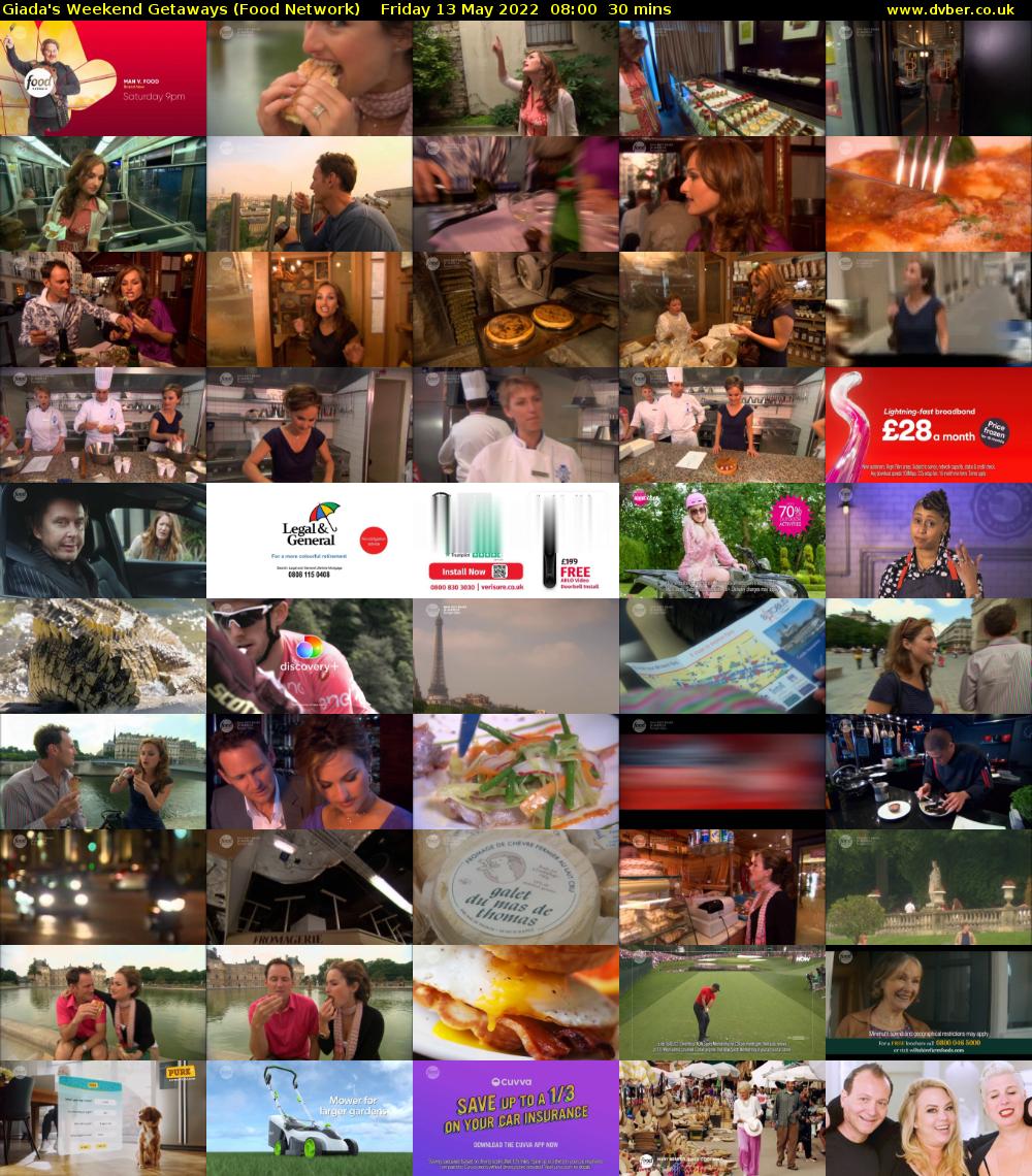 Giada's Weekend Getaways (Food Network) Friday 13 May 2022 08:00 - 08:30