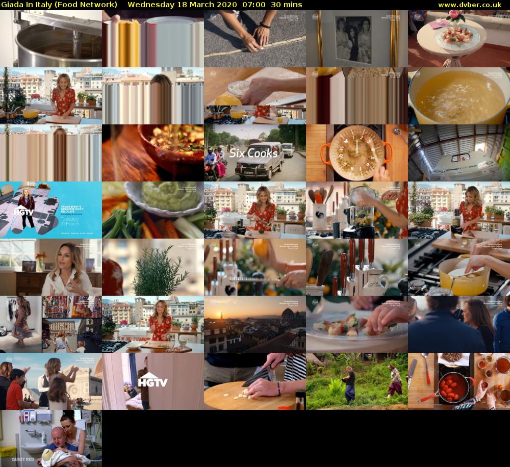 Giada In Italy (Food Network) Wednesday 18 March 2020 07:00 - 07:30