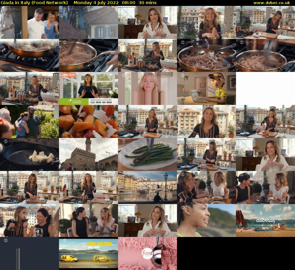 Giada In Italy (Food Network) Monday 4 July 2022 08:00 - 08:30